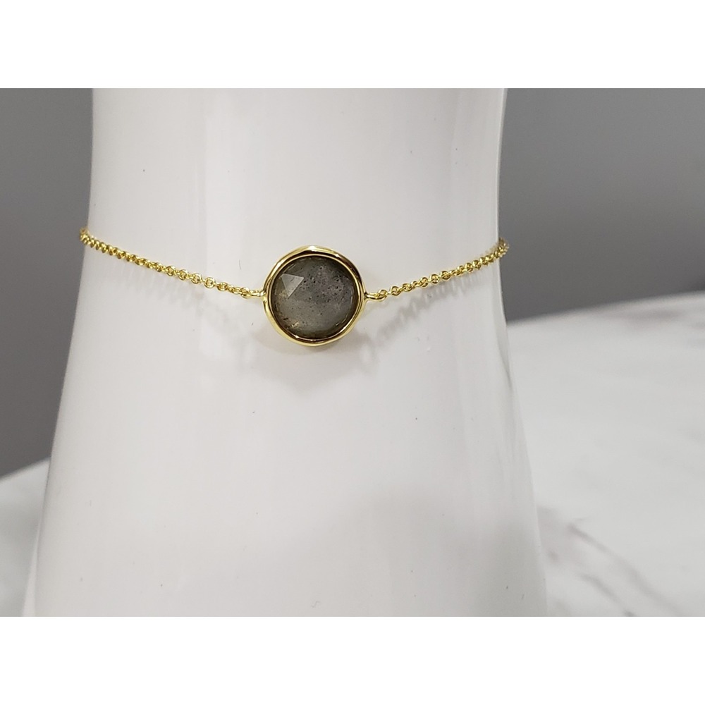 Gorjana Olivia Bracelet Gold Tone Adjustable Labradorite Gemstone NWT